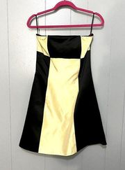 Vintage Black Color Block Satin 90s Y2K Prom Mini Dress 10