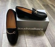 Cloudwalkers Aubrey Loafer New in Box Size 7 W Black Gold Metal Accent Flats