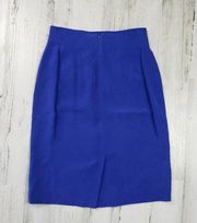 Dana Buchman Royal Blue Silk Midi Straight Pencil Skirt Women's Size 4 Petite