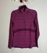 Title Nine magenta striped half zip pullover