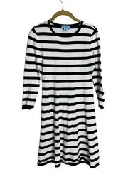 Cecelia Black White Sweater Dress Bow Sleeves XS