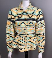 Emilio Pucci Blouse top Peplum Snap up southwestern ballon sleeve extra small