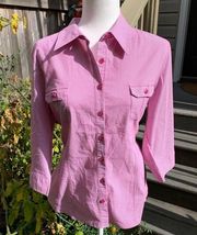 Pink and white stripe button down shirt XL