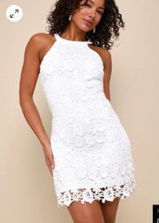 Lulu’s Love Poem Ivory Lace Mini Dress