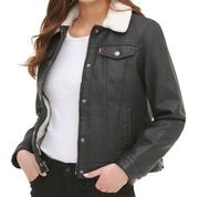 Levi's Sherpa Lined Faux Leather Trucker Jacket