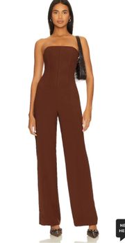 Revolve Lovers And Friends Abby Jumpsuit in Chocolate Brown