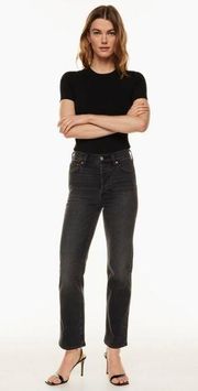 Denim Forum Arlo High Rise Straight Black Jeans Size 26