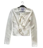 Herve Leger, NWOT, Ruffle White Jacket Blazer