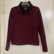 victoria secret PINK maroon fleece line Varsity pullover half zip sweater Small