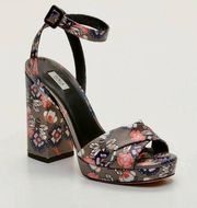 Furla Gioia Printed Leather Block Heeled Sandal - BNIB W/Dustbag & Paperwork