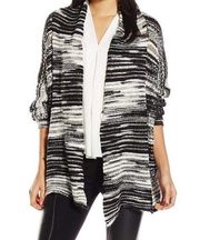 BCBGeneration Oversized Open Front Dolman Cardigan, Black/White Space Dye, M/L