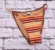 NWOT Free People X Gnash Swim Tri Bikini Bottom Small Orange Striped Beach