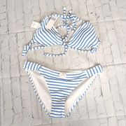 Hula honey blue striped bikini size medium