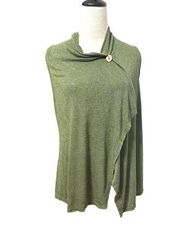Bobeau Womens Cardigan Sweater Olive Green Sleeveless One Button Asymmetric S
