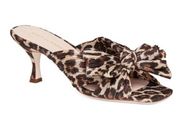 LOEFFLER RANDALL Eugenia Pleated Knot Square-Toe Sandals Size 8 NEW Leopard