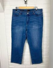 NWOT Talbots Classic Denim Wash Straight Leg Cropped Jeans Size 14