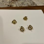 Lot Of 2 Signed Clip-on Clip On Earrings Gold Tone 1 Trifari 1 AK (Anne Klein)