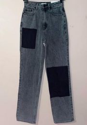 PacSun Gray Black Denim Patches 90s Boyfriend Jeans Size 26 NWT!