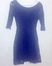 LUSH blue lace mini dress lined with V back