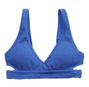 Crinkle Voop Cut Out Bikini Top in Classic Blue NEW NWT Size Large L Swim