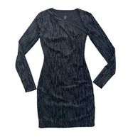 H:ours - Slash Neckline Long Sleeve Rhinestone Mini Dress in Black