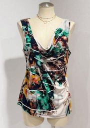 Ivanka Trump Women's Floral Print Stretch Sleeveless Blouse Top Size XL