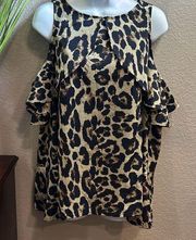 Yoins Cheetah printed cold shoulder top size small ￼