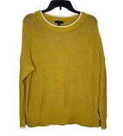 J.Crew Women's Sweater Tipped Beach Oversized Long Sleeve Knit Yellow Sz. Large