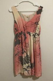 Club Monaco Pink Floral 100% Silk Scoop Neck Sleeveless Summer Dress Size 4