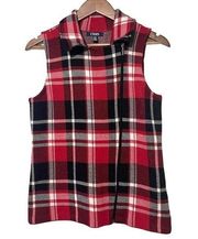 Chaps Women’s Zip Up Plaid Sleeveless Collared Vest Small