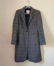 Brooks Brothers Red Fleece Womens Size 8 Gray Plaid Long Sleeve Trench Coat