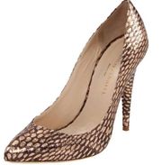 Loeffler Randall Zuri Textured Metallic Snakeskin Pointed Toe Leather Heels