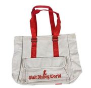 Walt Disney World Tan Canvas Beach Travel Vacation Tote Bag With Orange Straps