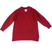 Diane Von Furstenberg The Color Authority Red Glitter Sweater Pullover Small