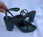New Look Green Metallic Knot Detail Sandal Heels EU 38