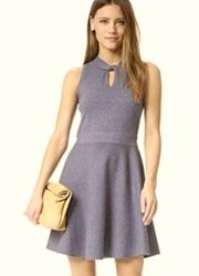 Milly Dress Knit Chambray Twist Flare Dress Sz XS/S EUC Gray-Blue Color