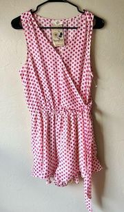 🆕  Pink & Cream Polka Dot Tie Romper | Small