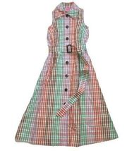 NWT Kate Spade New York Rainbow Plaid Cotton Belted Button Front Shirt Dress M