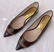 MICHAEL  Haya Flat Pointed Toe brown leather Ballet Flat