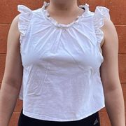 Forever 21 White Ruffle Shoulder Blouse