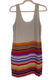 TRINA TURK Sleeveless Multi-Color Silk Tank Dress Size 8 Rainbow Stripes Summer