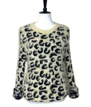 POL Sweater Fuzzy Crew Neck Pullover Long Sleeve Cheetah Women’s Size Large