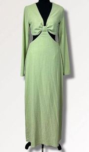 Fourteenth Place Sol Side Cut Out Long Sleeve Midi- Maxi Dress Size M Green NWOT