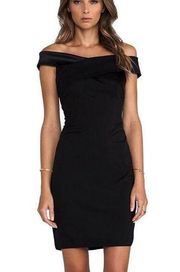 Halston Heritage Black Off Shoulder Dress with Crisscross Detail Sz. S