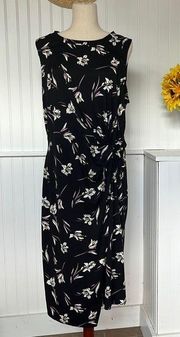 FORTUNE+IVY Black Floral Faux Wrap Dress