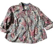 Charter Club Relaxed fit women's size 14W button down paisley shirt