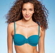 Women's Light Lift Shirred Underwire Bikini Top -  Teal Blue