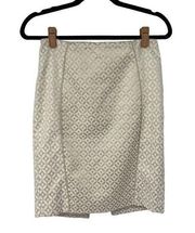 WHBM Champagne & White Pattern Career Pencil Skirt