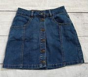 ALMOST FAMOUS Button Front Dark Wash Size 7 Denim Skirt