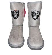 NFL  The Champion Ribbon Boots by Cuce Las Vegas Raiders Size 8 New Gray Crystal